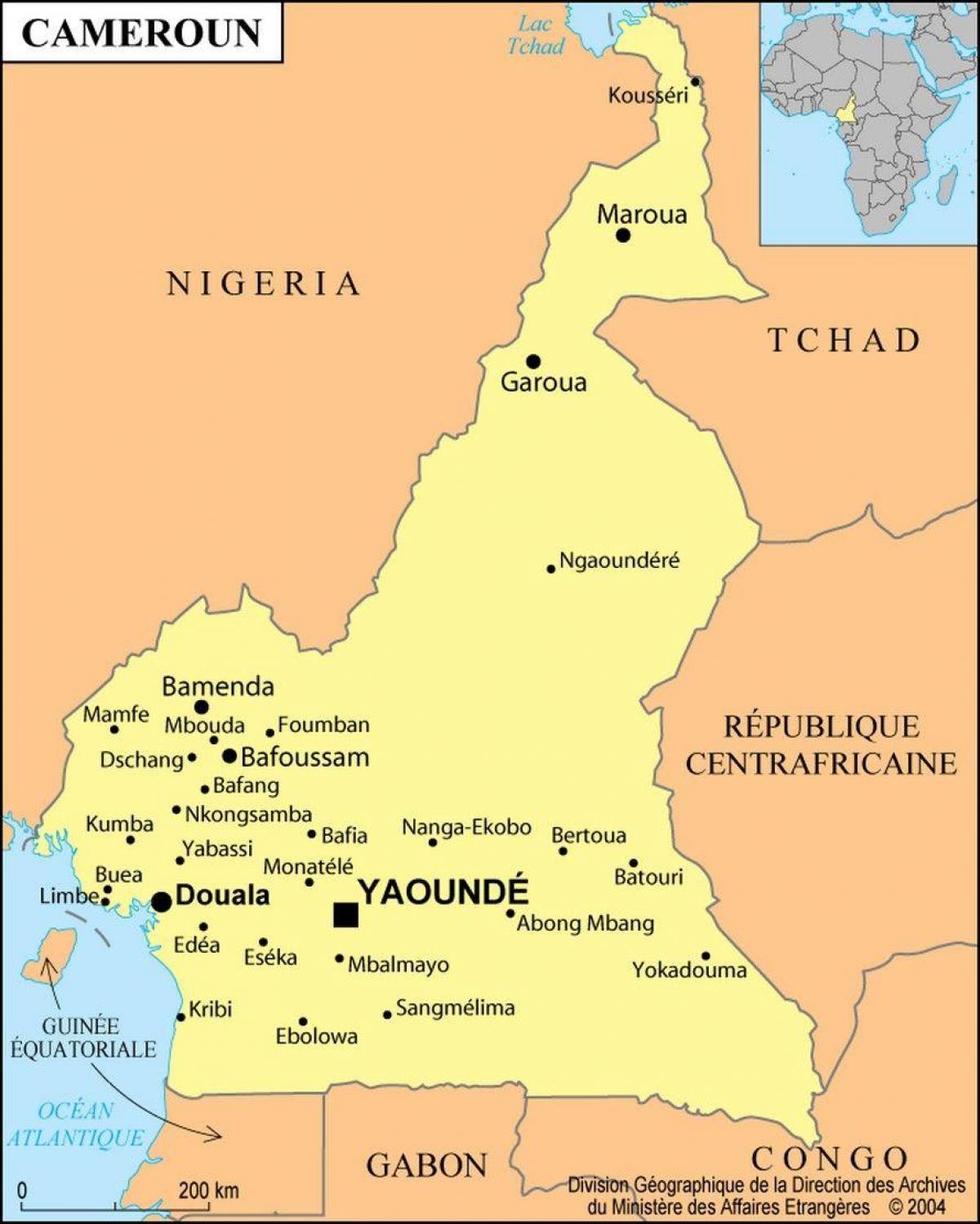 Kort af douala Kamerún