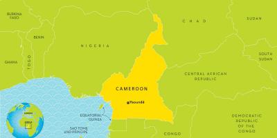 Kort af Kamerún og nærliggjandi löndum